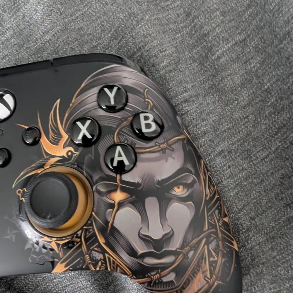 Wired Gaming Controller with Black and Gold Design